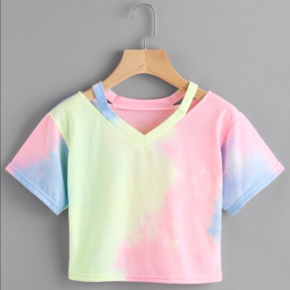 CUT OUT NECK WATER COLOR TEE